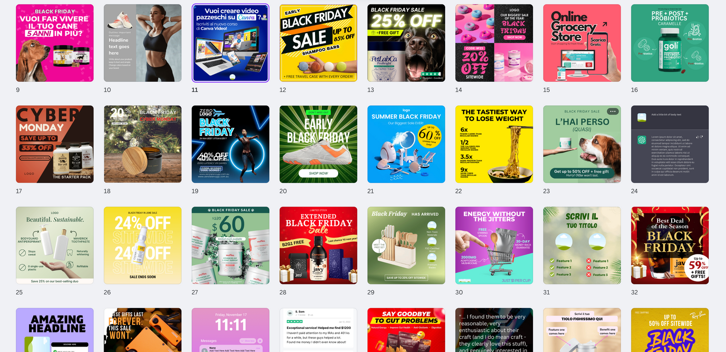 200 Canva Template Vincenti e Già Testati per Ads e Social (Immagini Statiche e Animate)